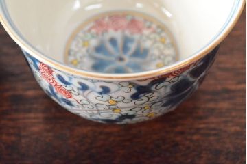 大清光緒年製　色絵染付　蕎麦猪口3客(向付、伊万里、中国?)(R-052204)