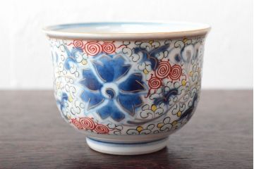 大清光緒年製　色絵染付　蕎麦猪口3客(向付、伊万里、中国?)(R-052204)