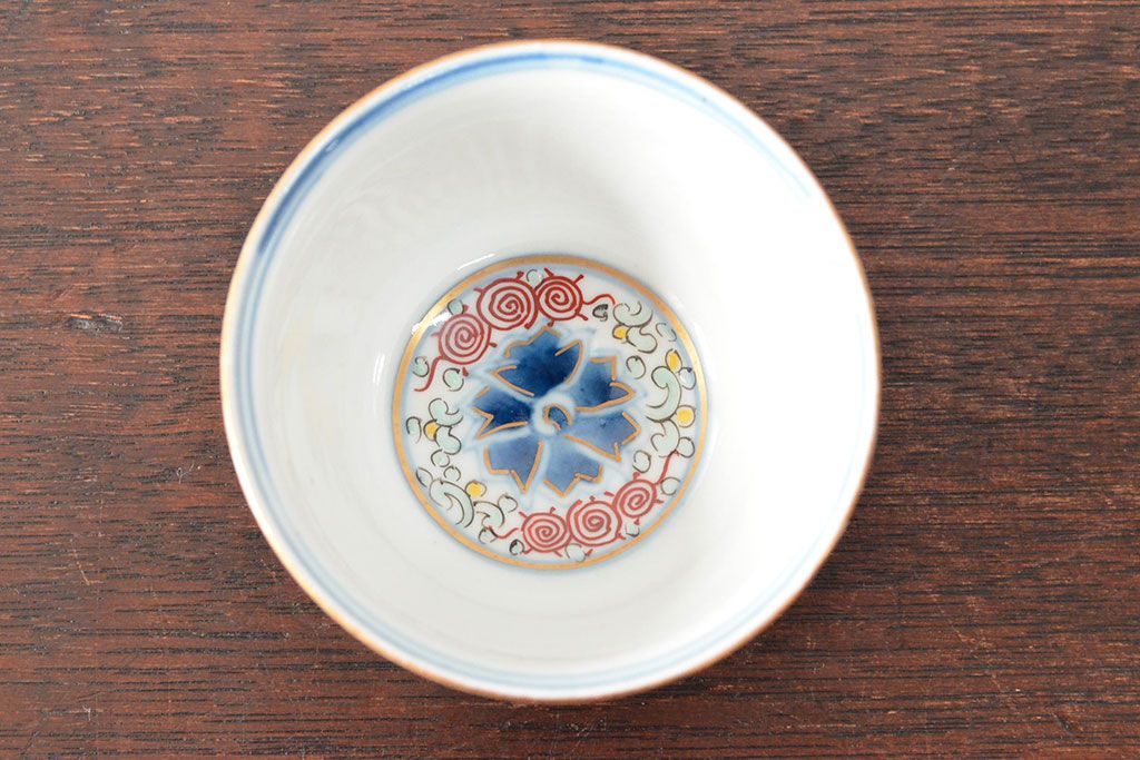 大清光緒年製　色絵染付　蕎麦猪口3客(向付、伊万里、中国?)(R-052205)