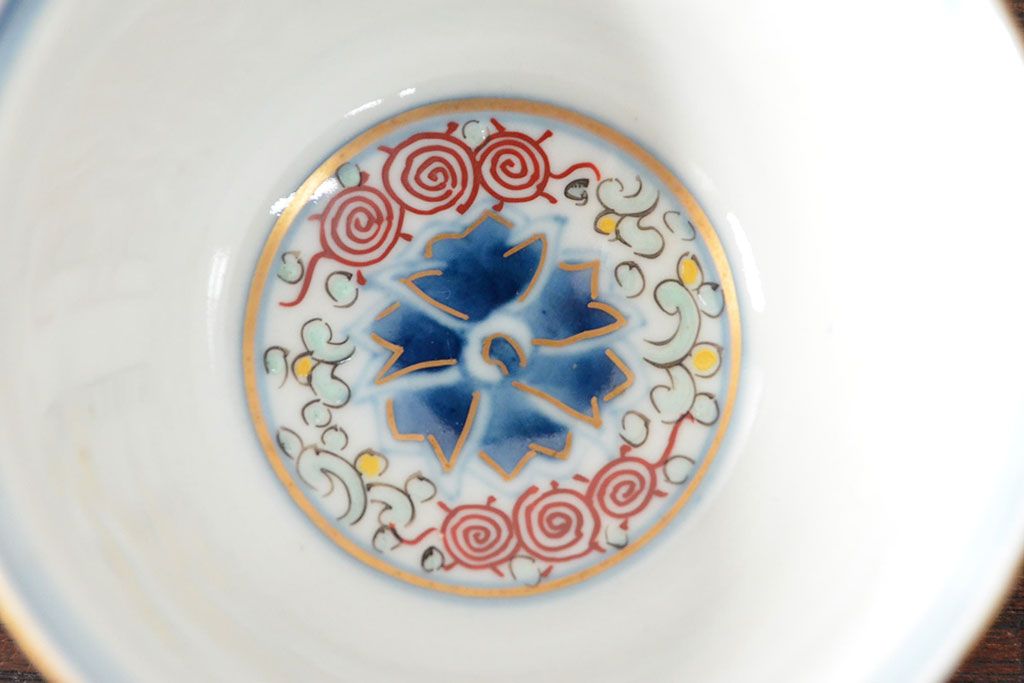 大清光緒年製　色絵染付　蕎麦猪口3客(向付、伊万里、中国?)(R-052205)