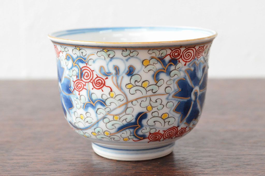 大清光緒年製　色絵染付　蕎麦猪口3客(向付、伊万里、中国?)(R-052205)