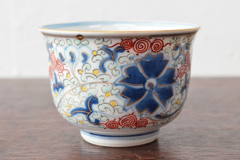 大清光緒年製　色絵染付　蕎麦猪口3客(向付、伊万里、中国?)(R-052205)