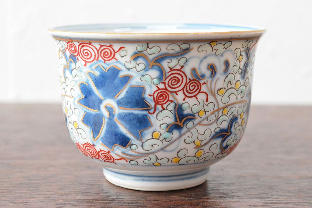 大清光緒年製　色絵染付　蕎麦猪口3客(向付、伊万里、中国?)(R-052205)