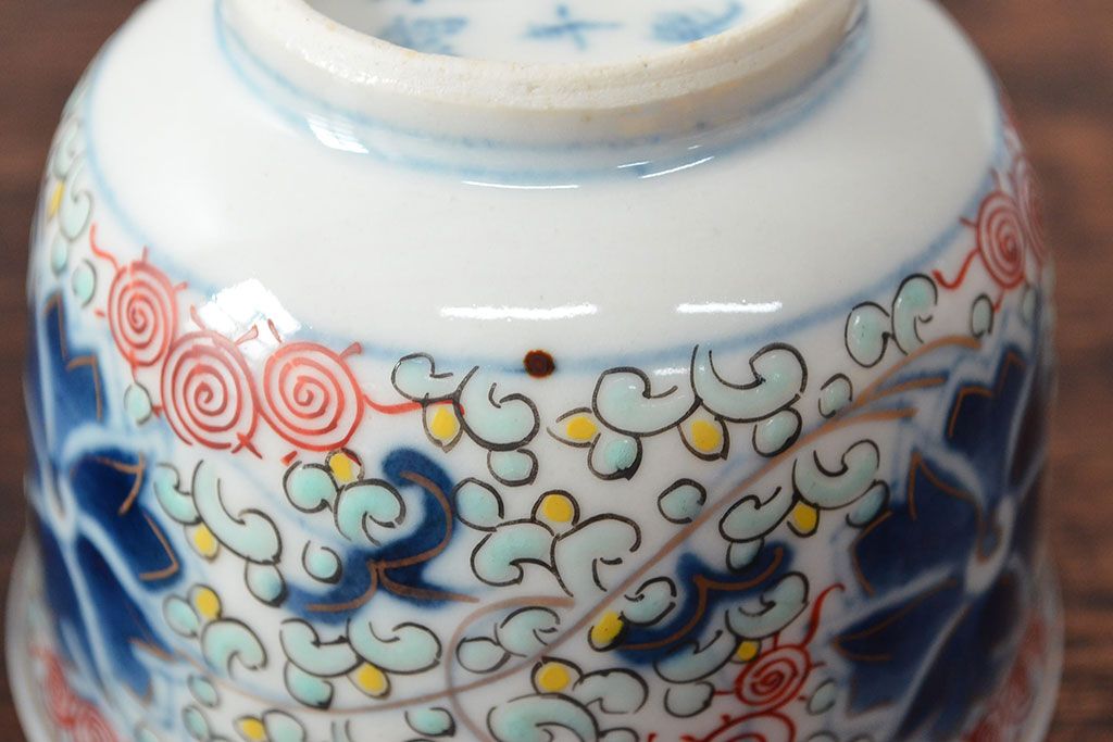 大清光緒年製　色絵染付　蕎麦猪口3客(向付、伊万里、中国?)(R-052205)