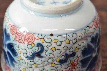 大清光緒年製　色絵染付　蕎麦猪口3客(向付、伊万里、中国?)(R-052205)