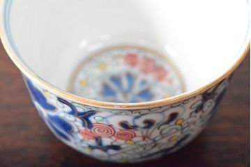 大清光緒年製　色絵染付　蕎麦猪口3客(向付、伊万里、中国?)(R-052206)