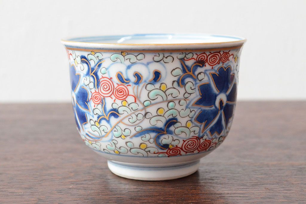 大清光緒年製　色絵染付　蕎麦猪口3客(向付、伊万里、中国?)(R-052206)