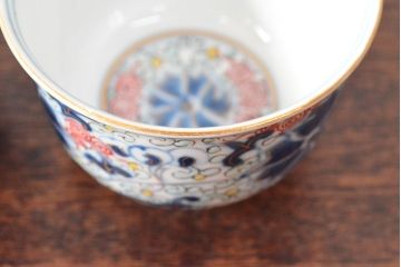 大清光緒年製　色絵染付　蕎麦猪口3客(向付、伊万里、中国?)(R-052207)