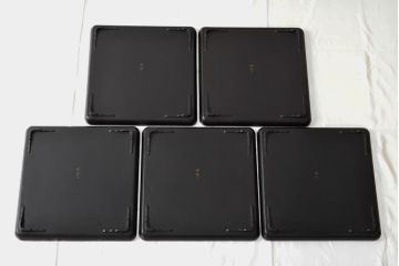 明治〜大正　会津漆器　梅にホトトギスの図　石目螺鈿　木製お盆5枚(会津塗)(R-052220)