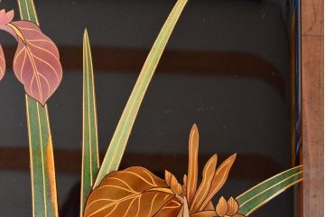 輪島塗　若島屋謹製　木谷信夫銘　菖蒲蒔絵　木製手文庫(文箱、手許箱)(R-052223)