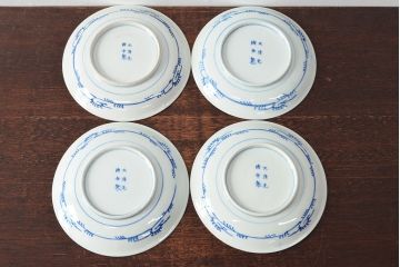 大清光緒年製　色絵染付　六寸皿4枚セット(伊万里、中国?)(R-052226)