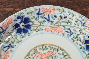 大清光緒年製　色絵染付　六寸皿4枚セット(伊万里、中国?)(R-052226)