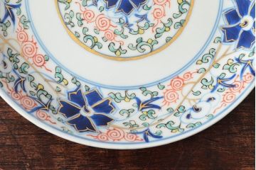 大清光緒年製　色絵染付　六寸皿3枚セット(伊万里、中国?)(R-052227)