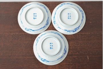 大清光緒年製　色絵染付　六寸皿3枚セット(伊万里、中国?)(R-052229)