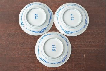 大清光緒年製　色絵染付　六寸皿3枚セット(伊万里、中国?)(R-052230)