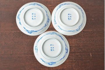 大清光緒年製　色絵染付　六寸皿3枚セット(伊万里、中国?)(R-052231)