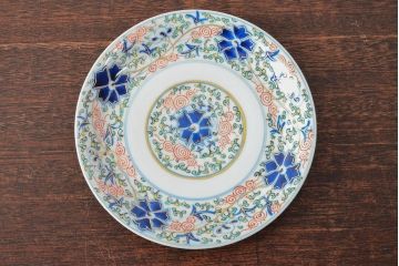 大清光緒年製　色絵染付　六寸皿3枚セット(伊万里、中国?)(R-052234)