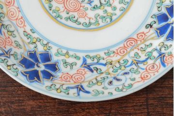 大清光緒年製　色絵染付　六寸皿3枚セット(伊万里、中国?)(R-052234)