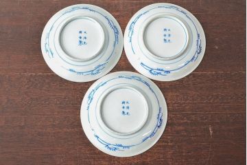 大清光緒年製　色絵染付　六寸皿3枚セット(伊万里、中国?)(R-052234)
