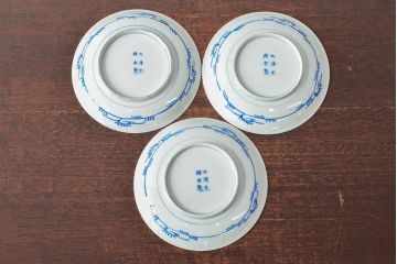 大清光緒年製　色絵染付　六寸皿3枚セット(伊万里、中国?)(R-052235)