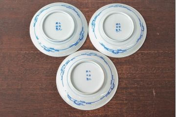 大清光緒年製　色絵染付　六寸皿3枚セット(伊万里、中国?)(R-052237)