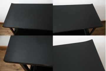 中古　美品　伝統工芸家具　輪島塗り　蝋色塗り　浜高悦朗作　漆の深く美しい黒色に繊細な山水蒔絵が映える飾り棚(茶棚、収納棚、違い棚)(R-052238)
