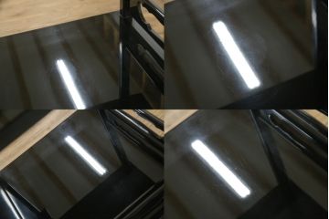 中古　美品　伝統工芸家具　輪島塗り　蝋色塗り　浜高悦朗作　漆の深く美しい黒色に繊細な山水蒔絵が映える飾り棚(茶棚、収納棚、違い棚)(R-052238)