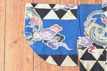 大正〜昭和初期　雲龍文　錦紗縮緬着物(正絹、古布)(R-052244)