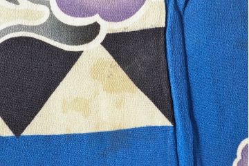 大正〜昭和初期　雲龍文　錦紗縮緬着物(正絹、古布)(R-052244)