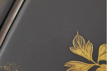 大正〜昭和初期　花鳥図　黒漆金蒔絵　木製五段重箱(漆器)(R-052245)