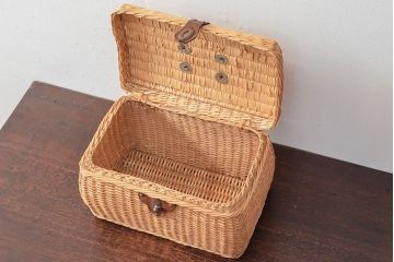 昭和レトロ　アンティークバスケット(鞄、カゴ、小物収納)(R-052247)