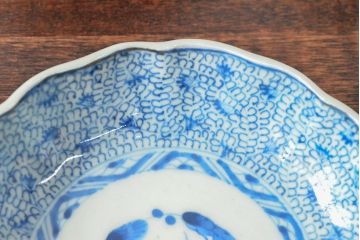 江戸後期　古伊万里　成化年製　微塵唐草文染付　なます皿3枚セット(和食器)(R-052254)