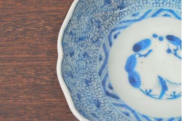 江戸後期　古伊万里　成化年製　微塵唐草文染付　なます皿3枚セット(和食器)(R-052254)