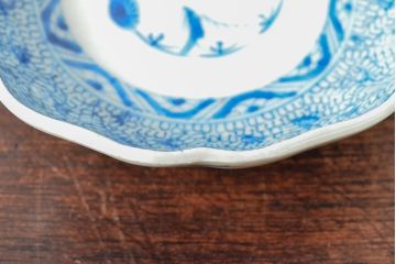 江戸後期　古伊万里　成化年製　微塵唐草文染付　なます皿3枚セット(和食器)(R-052254)