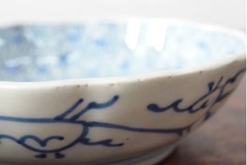 江戸後期　古伊万里　成化年製　微塵唐草文染付　なます皿3枚セット(和食器)(R-052254)