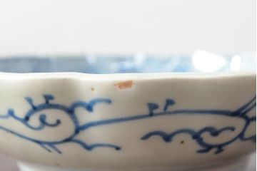 江戸後期　古伊万里　成化年製　微塵唐草文染付　なます皿3枚セット(和食器)(R-052255)