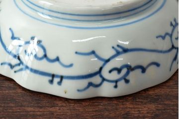 江戸後期　古伊万里　成化年製　微塵唐草文染付　なます皿3枚セット(和食器)(R-052256)