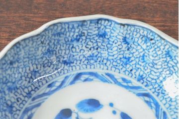 江戸後期　古伊万里　成化年製　微塵唐草文染付　なます皿3枚セット(和食器)(R-052257)