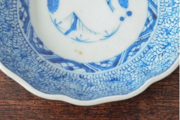 江戸後期　古伊万里　成化年製　微塵唐草文染付　なます皿3枚セット(和食器)(R-052257)