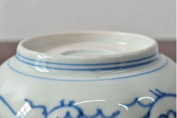 江戸後期　古伊万里　成化年製　微塵唐草文染付　なます皿3枚セット(和食器)(R-052257)
