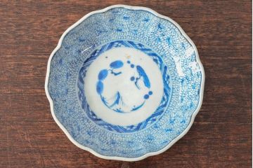 江戸後期　古伊万里　成化年製　微塵唐草文染付　なます皿3枚セット(和食器)(R-052258)