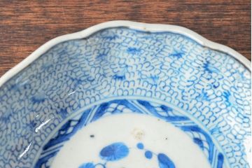 江戸後期　古伊万里　成化年製　微塵唐草文染付　なます皿3枚セット(和食器)(R-052258)