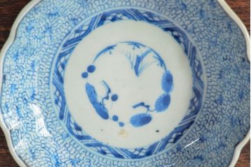 江戸後期　古伊万里　成化年製　微塵唐草文染付　なます皿3枚セット(和食器)(R-052258)