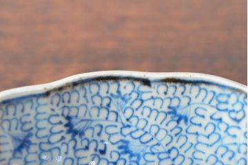 江戸後期　古伊万里　成化年製　微塵唐草文染付　なます皿3枚セット(和食器)(R-052258)