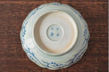 江戸後期　古伊万里　成化年製　微塵唐草文染付　なます皿3枚セット(和食器)(R-052258)