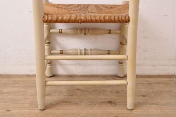 アメリカビンテージ　ETHAN ALLEN(イーセンアーレン)　柔らかい色合いと植物の絵柄がかわいらしいラッシチェア(椅子、イス、ヴィンテージ)(R-052261)