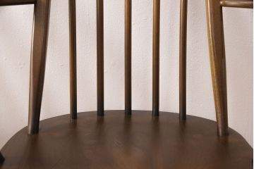 イギリスビンテージ　ERCOL(アーコール)　カントリースタイルにも合うクエーカーチェア4脚セット(椅子、板座チェア、ダイニングチェア、ヴィンテージ)(R-052275)