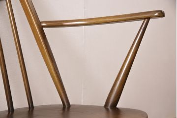 イギリスビンテージ　ERCOL(アーコール)　カントリースタイルにも合うクエーカーチェア4脚セット(椅子、板座チェア、ダイニングチェア、ヴィンテージ)(R-052275)