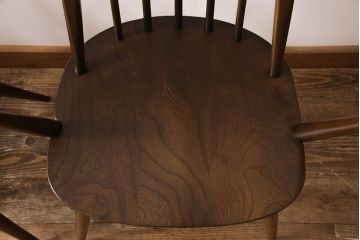 イギリスビンテージ　ERCOL(アーコール)　カントリースタイルにも合うクエーカーチェア4脚セット(椅子、板座チェア、ダイニングチェア、ヴィンテージ)(R-052275)