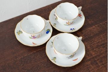 ハンガリー　HEREND　ヘレンド　フルーツコンポジション　カップ&ソーサー3客セット(洋食器)(R-052283)